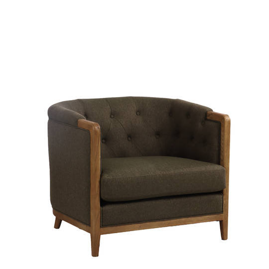 REGAL 1 SEATER SOFA - DARK COFFEE / HISTORY OAK